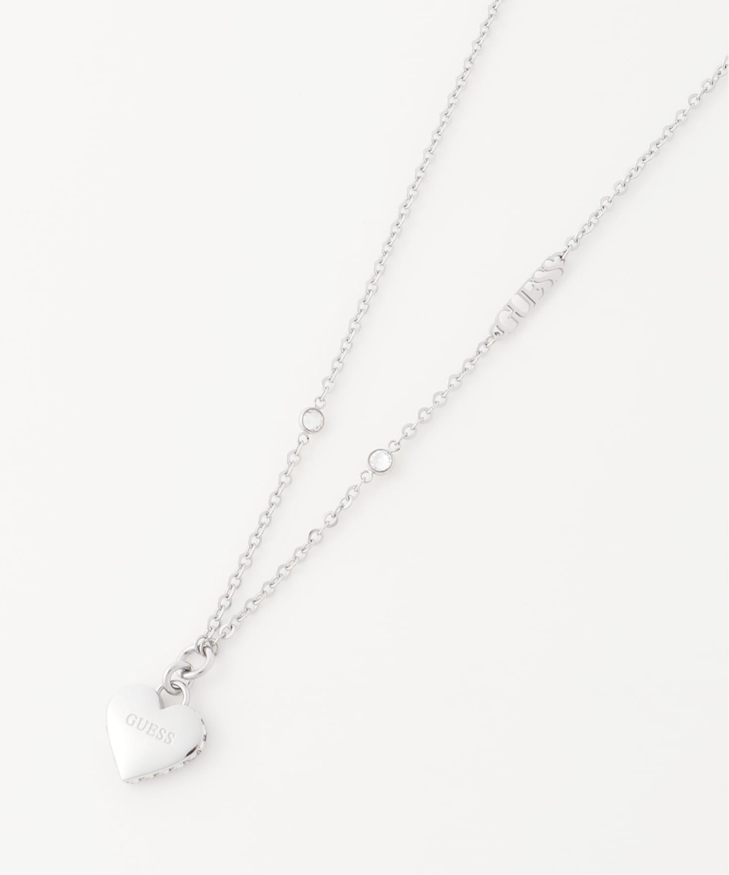 GUESS ネックレス (W)16-18'' FINE CHAIN&14MM HRT ゲス アクセサリー・腕時計 ネックレス シルバー ゴールド