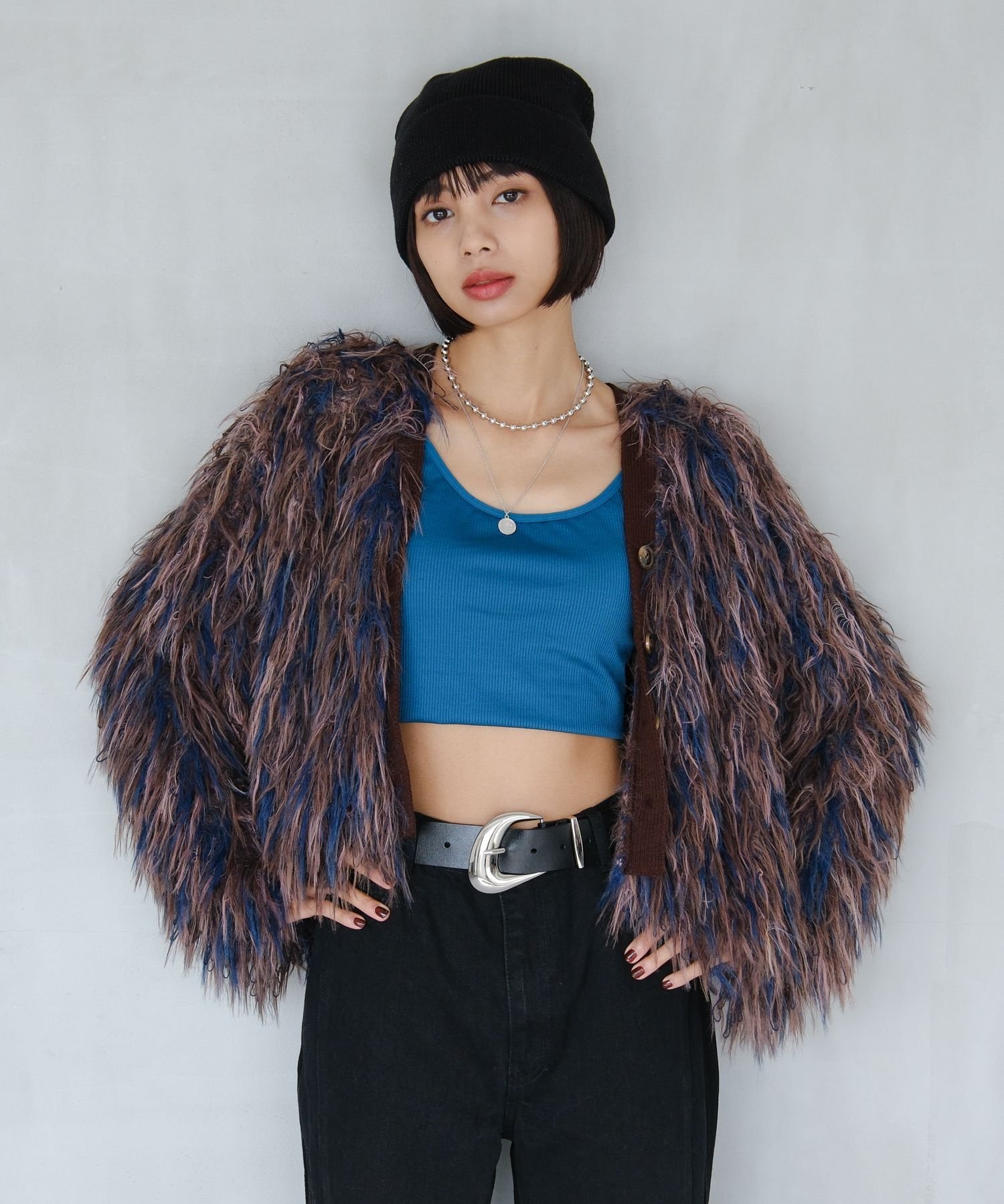 PAGEBOY モンスターモップカーディガン ページボーイ トップス ニット ホワイト ブラック ブラウン【送..