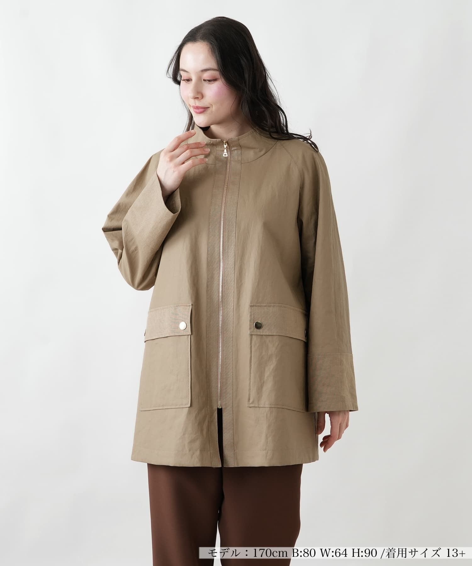 Leilian PLUS HOUSE 【店頭人気】コート【ROCHAS Premiere】 レリアン プラスハウス ジャケット・アウター ステンカラーコート ブラウン