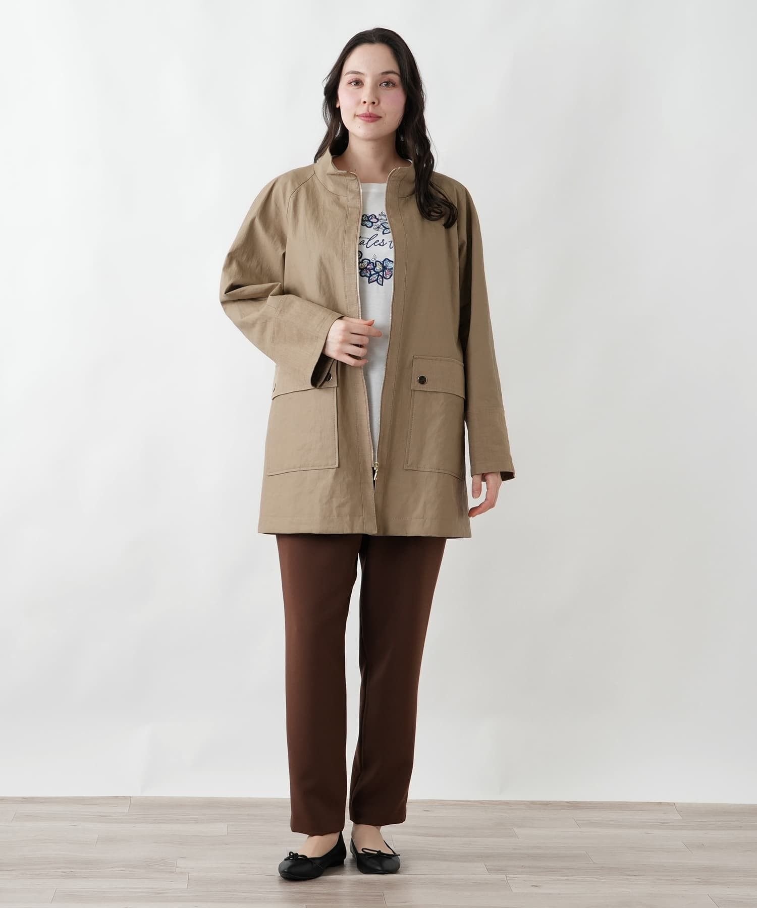 Leilian PLUS HOUSE 【店頭人気】コート【ROCHAS Premiere】 レリアン プラスハウス ジャケット・アウター ステンカラーコート ブラウン