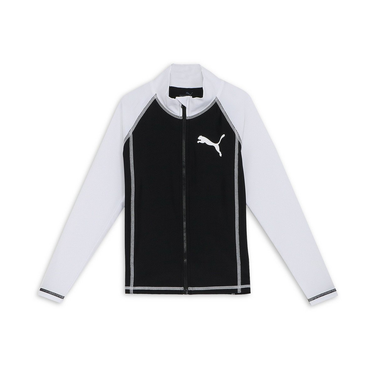 Rash Guards - PUMA キッズ プーマ スイム フルジップ 長袖 ラッシュガード 120-160cm PUMA SWIM KIDS LS FULL ZIP R プーマ 水着・スイムグッズ ラッシュガード ブラック【送料無料】