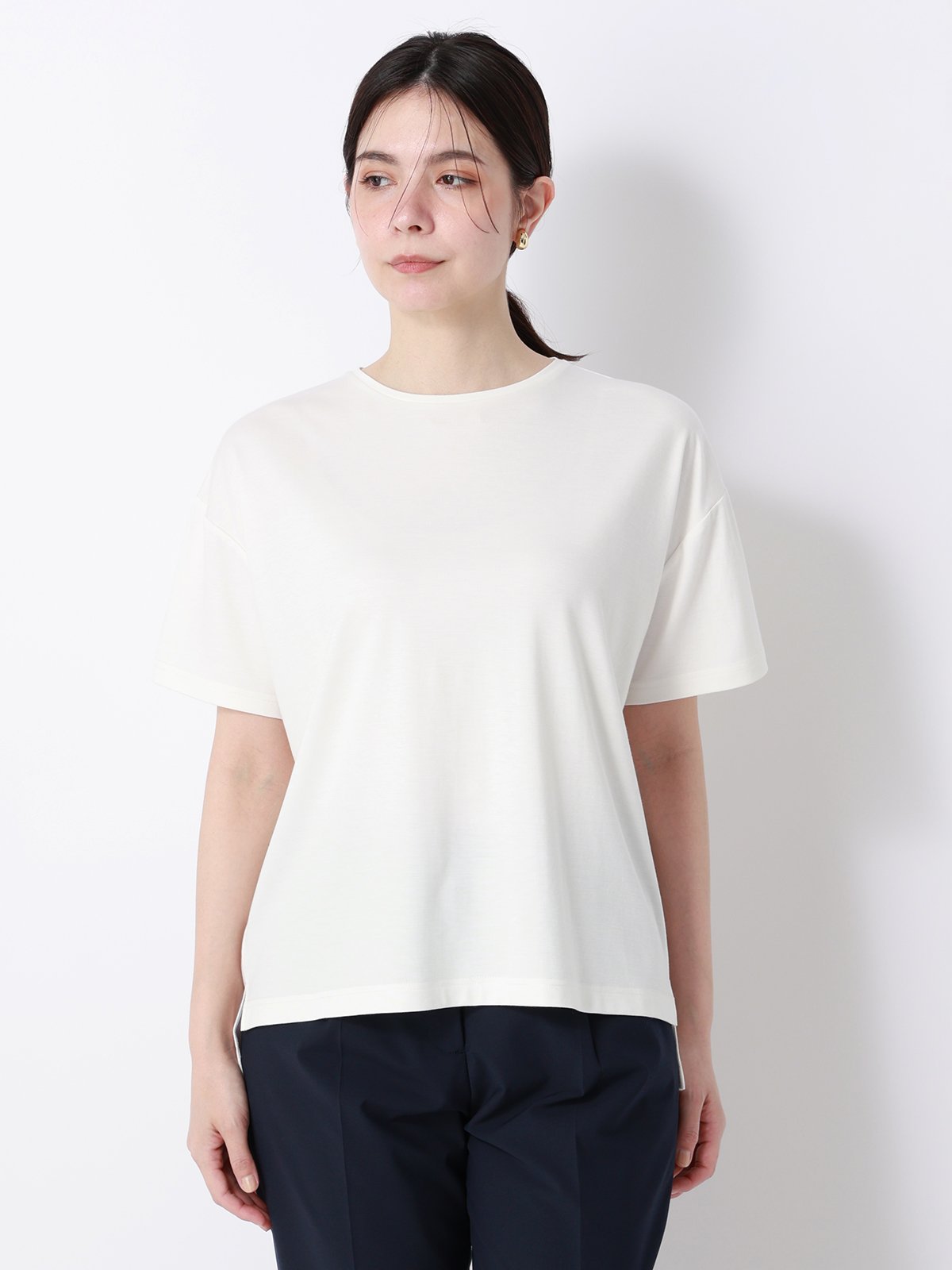 SUIT SQUARE CHANTOWA ポンチオーバーサイズTシャツ ウォッシャブル 接触冷感 無地 スーツ スクエア トップス カットソー・Tシャツ ホワイト