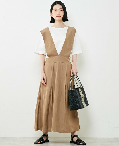 【SALE/80%OFF】LOURMARIN 【とろみ素材で大人なVネックジャンパースカート】 メルローズクレール ワンピース・ドレス ジャンパースカート ブラック ブラウン【送料無料】 【SALE/80%OFF】LOURMARIN 【とろみ素材で大人なVネックジャンパースカート】 メルローズクレール ワンピース・ドレス ジャンパースカート ブラック ブラウン【送料無料】