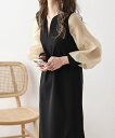 【SALE/50%OFF】La-gemme シフォンスリーブワンピース ラジュール ワンピース・ドレス ワンピース ベージュ ブラック