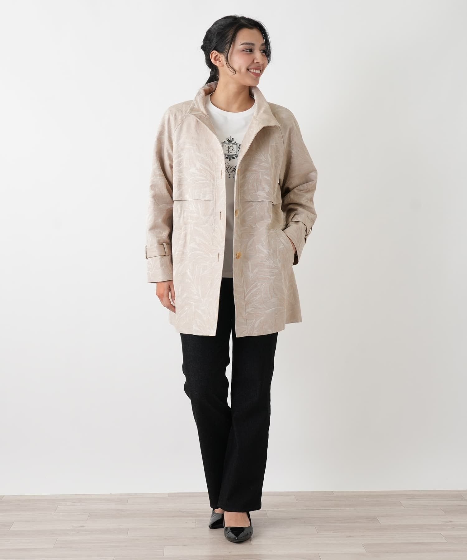 Leilian PLUS HOUSE コート【ROCHAS Premiere】【BALLI】 レリアン プラスハウス ジャケット・アウター ステンカラーコート ブラウン