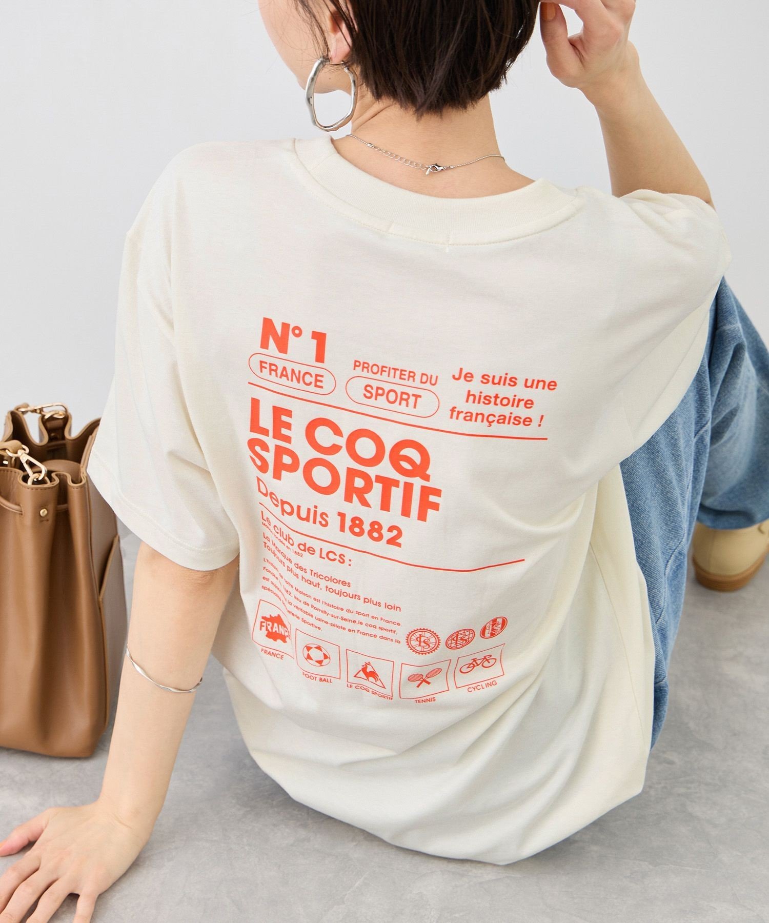ROPE' PICNIC 【le coq sportif/ルコックスポルティフ】バックプリント半袖Tシャツ ロペピクニック トップス カットソー・Tシャツ イエロー ブラック ホワイト【送料無料】