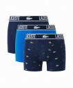 LACOSTE 3パックマイクロファイバートランクボクサーショーツ / ボクサーパンツ ラコステ インナー・ルームウェア ボクサーパンツ・トランクス ネイビー グレー【送料無料】