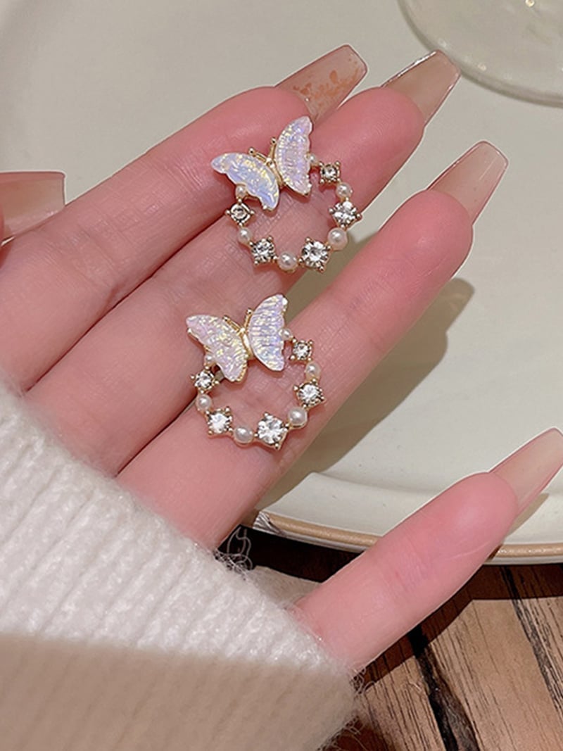 Coo+i/(W)バタフライサークルピアス スレンダー アクセサリー・腕時計 ピアス ゴールド