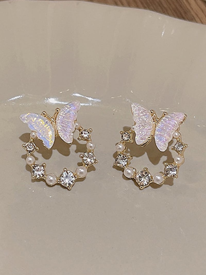 Coo+i/(W)バタフライサークルピアス スレンダー アクセサリー・腕時計 ピアス ゴールド
