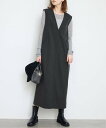 SLOBE IENA 《WEB限定/追加予約》TR Vネックジャンパースカート スローブ イエナ ワンピース・ドレス ワンピース グレー ベージュ【送料無料】