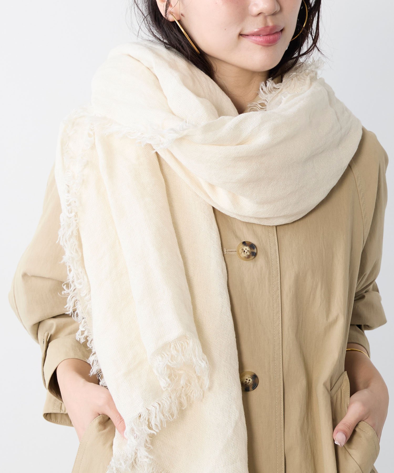 MICA&DEAL 【ASAUCE MELER】リネンガーゼストール マイカアンドディール ファッション雑貨 マフラー・ストール・ネックウォーマー ベージュ ホワイト【送料無料】
