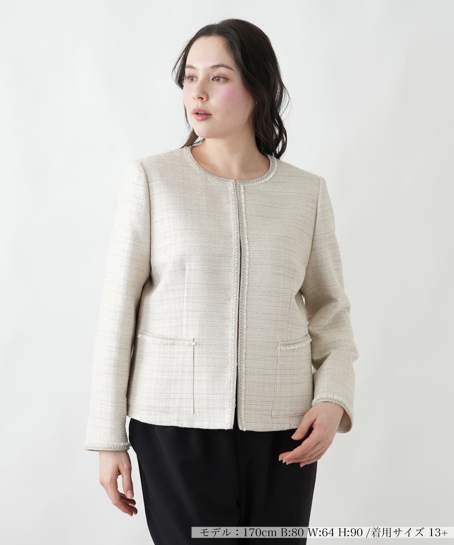 Leilian PLUS HOUSE ジャケット【ROCHAS Premiere】 レリアン プラスハウス ジャケット・アウター テーラードジャケット・ブレザー ベージュ