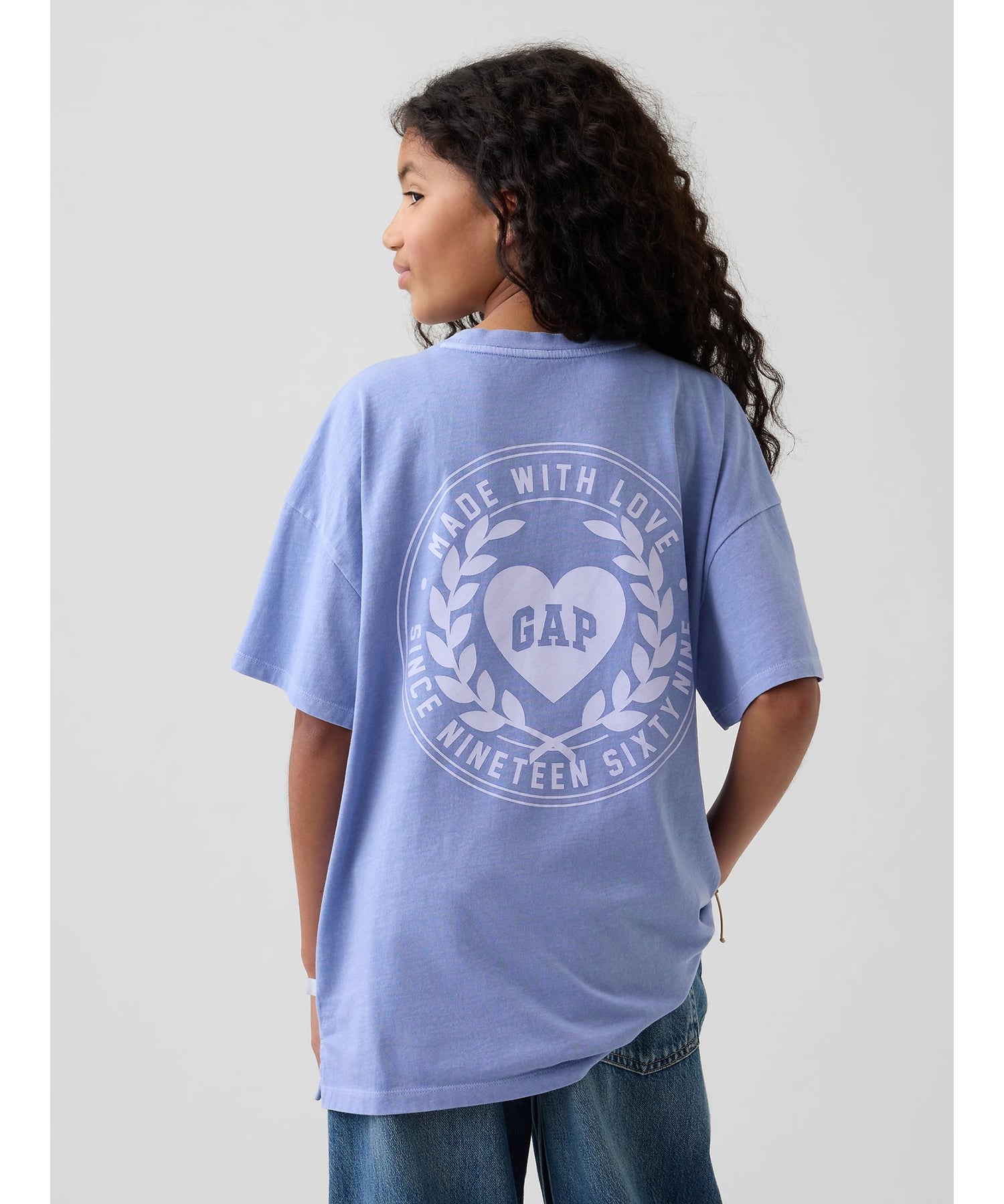 T-Shirts （Half Sleeves） - 【SALE／40%OFF】GAP (K)GAPハートロゴ オーバーサイズ チュニックTシャツ (キッズ) ギャップ トップス カットソー・Tシャツ ブルー ピンク