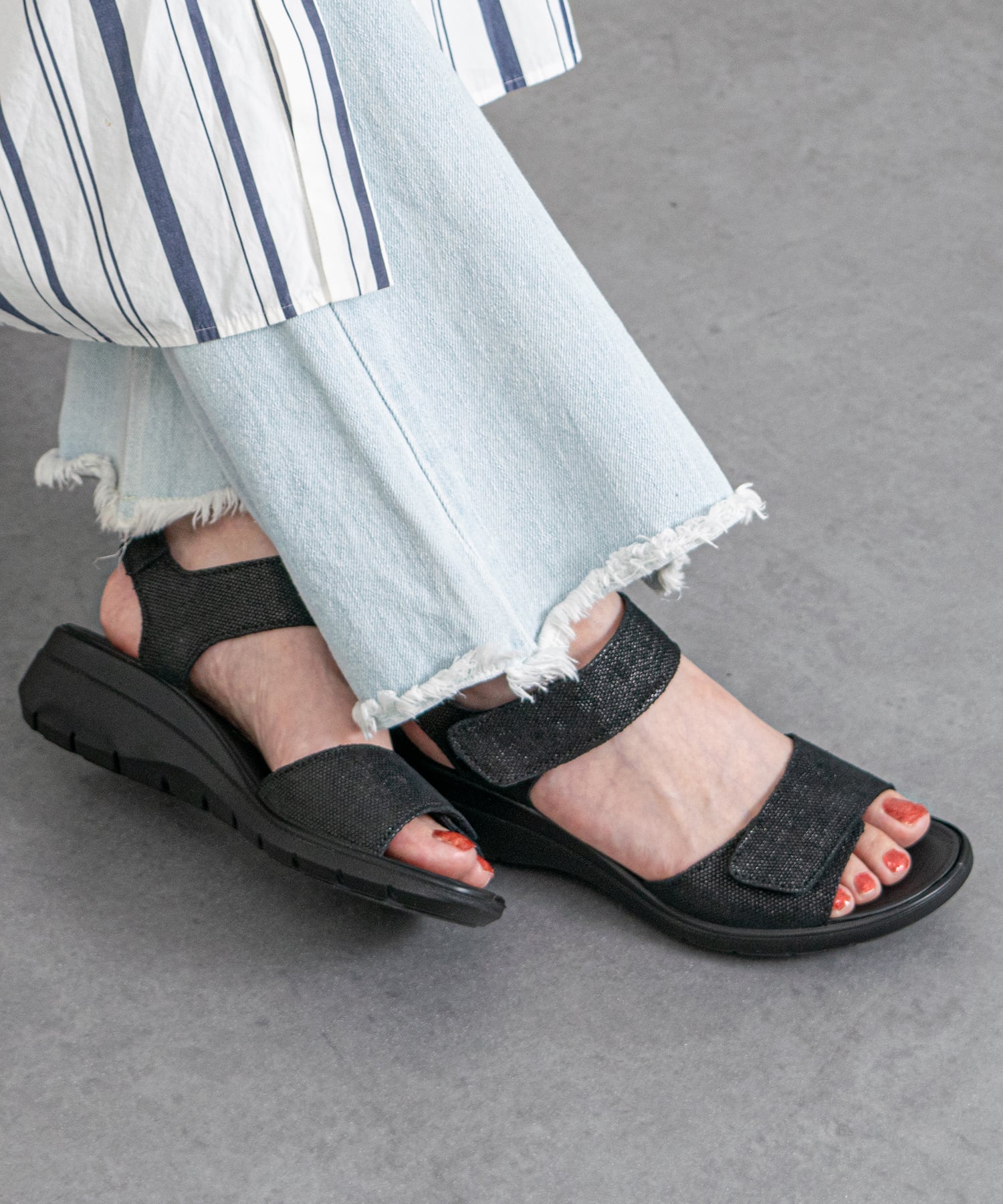 INTER-CHAUSSURES SELECT 【IMAC】アンクルベルトスポーツサンダル インターショシュール シューズ・靴 サンダル ブルー ゴールド【送料無料】