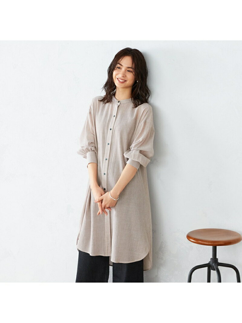 【SALE／80%OFF】COMME CA ISM ＜コットン＞ バックツイスト バンドカラー チュニックシャツ コムサイズム トップス シャツ・ブラウス ベージュ グレーのサムネイル