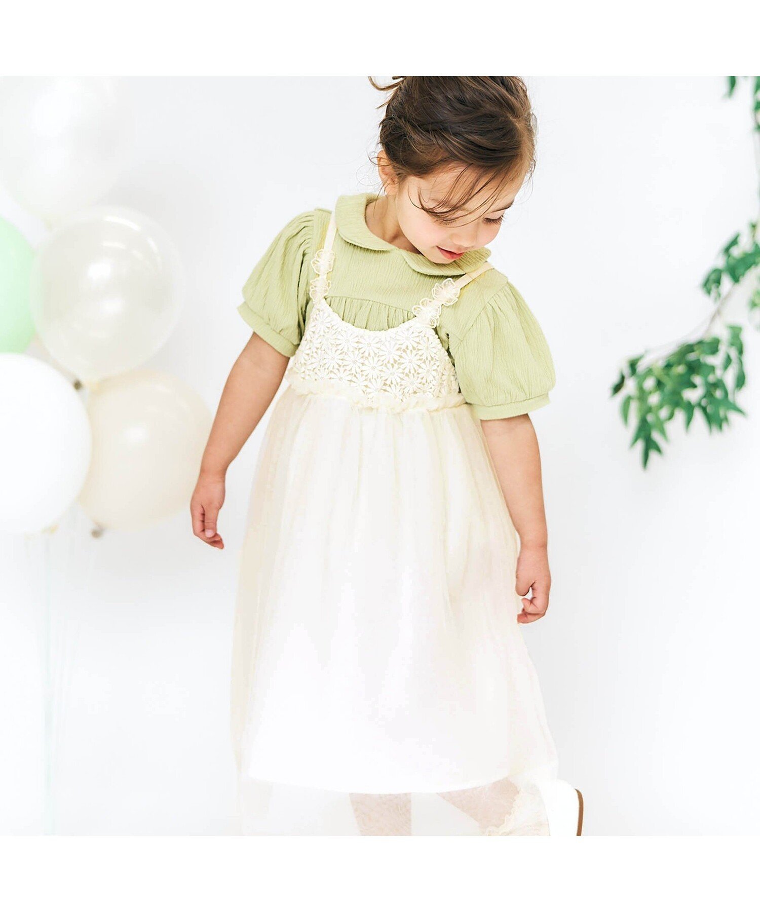 apres les cours 【フォーマル対応】レースチュールキャミワンピース_アプレレクールマシェリ エフオーオンラインストア ワンピース・ドレス ワンピース ホワイト ピンクのサムネイル