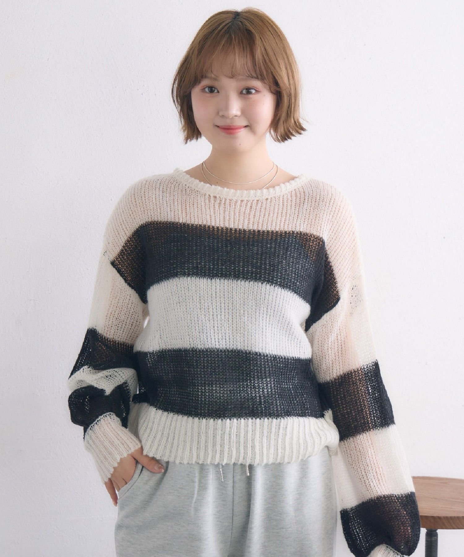 RETRO GIRL モヘアボーダーNT レトロガール トップス ニット ブルー ブラック オレンジ