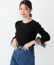 SHIPS Colors 《予約》SHIPS Colors:<手洗い可能>チュール スリーブ リブ ニット◆ シップス トップス ニット ブラック ブラウン ベージュ【送料無料】
