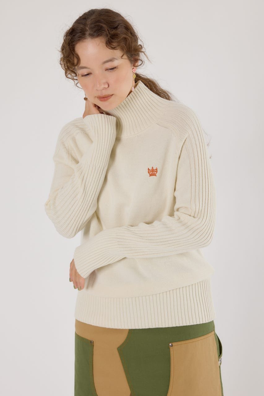 RODEO CROWNS WIDE BOWL アームリブニットトップス ロデオクラウンズワイドボウル トップス ニット ホワイト ブラック【送料無料】