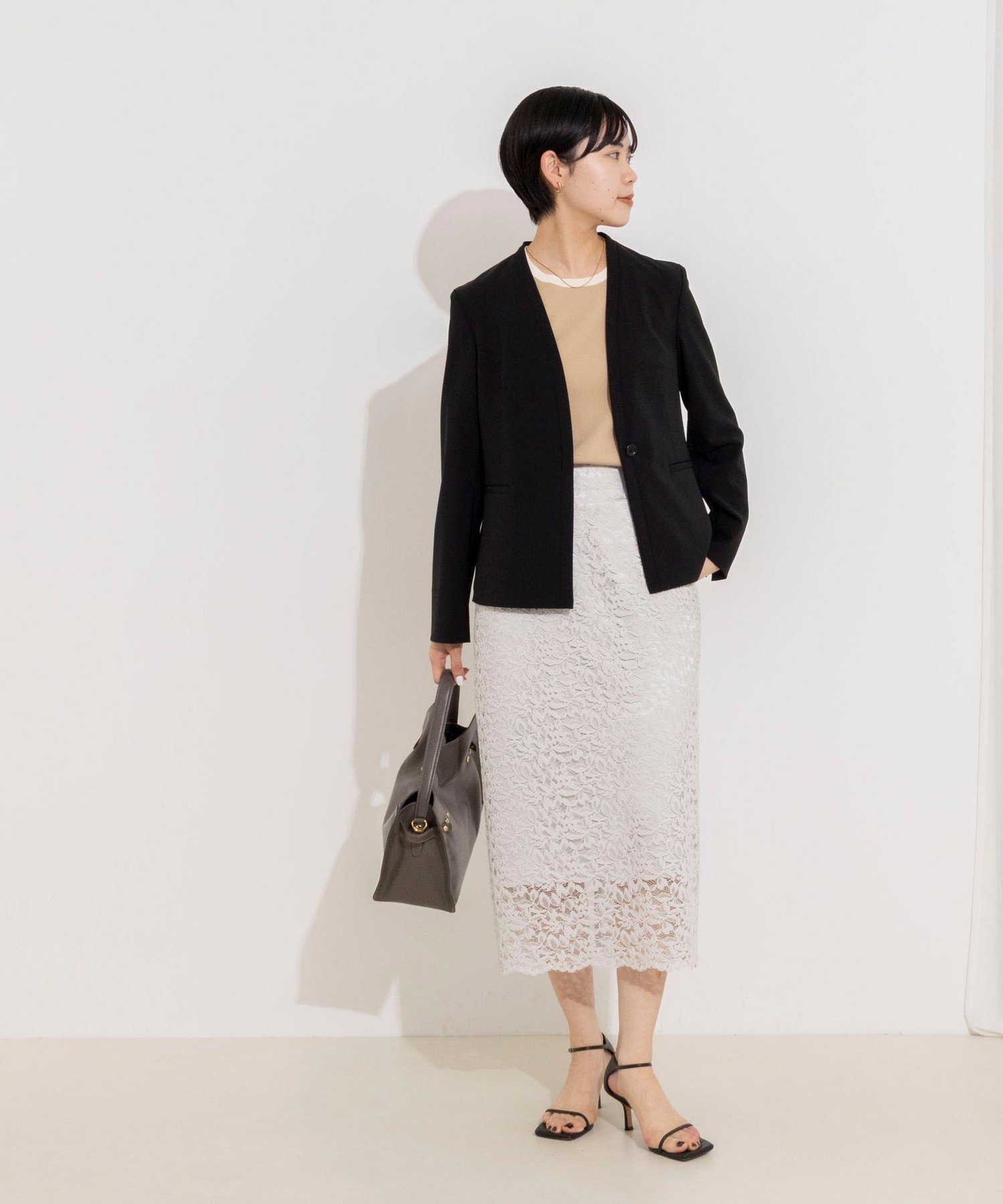 NOLLEY'S sophi 《セットアップ対応》ウォッシャブル2WAYツイルストレッチジャケット ノーリーズ ジャケット・アウター ノーカラージャケット ブラック ベージュ【送料無料】