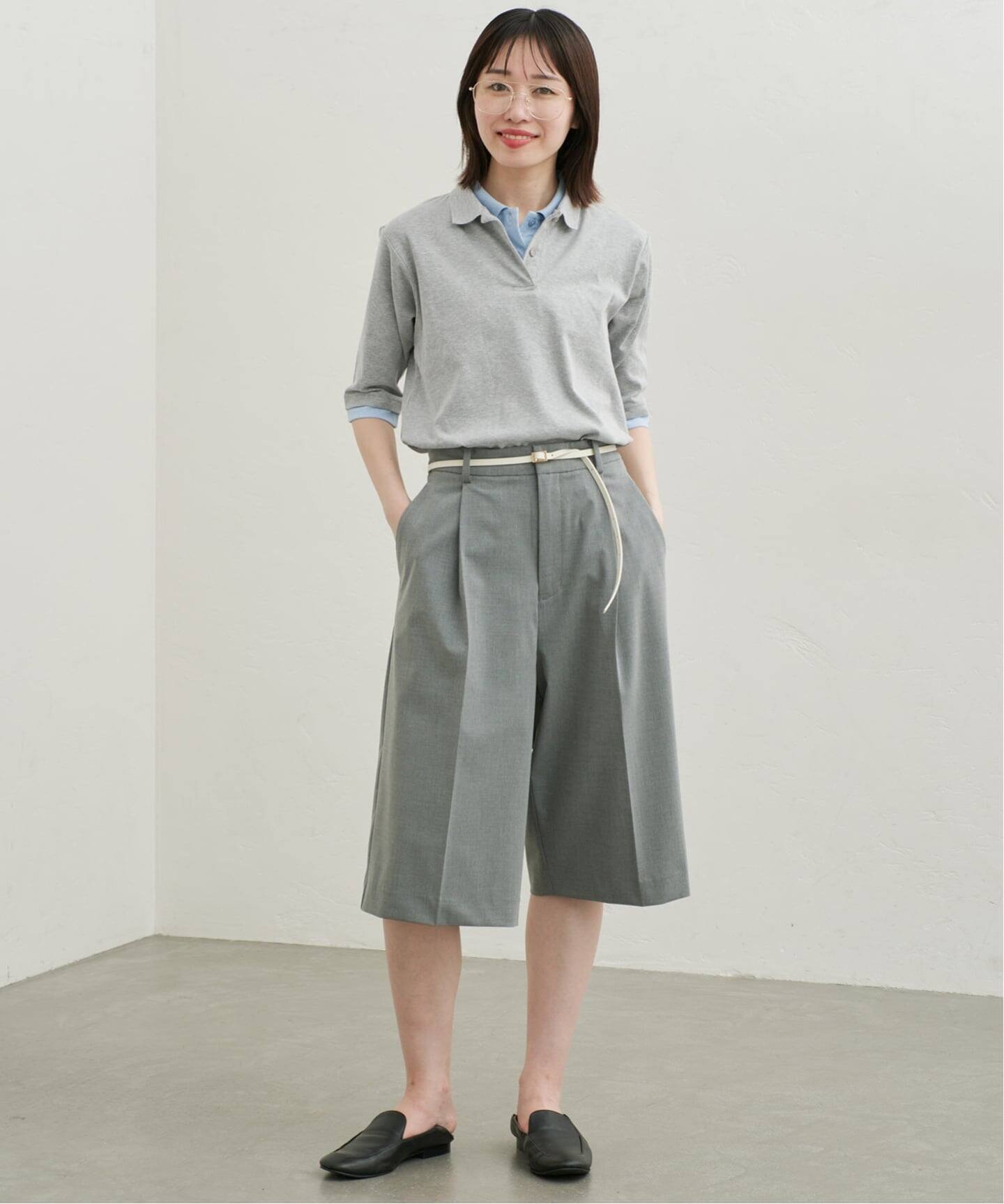 SLOBE IENA Layered 襟付きTシャツ スローブ イエナ トップス カットソー・Tシャツ ネイビー グレー