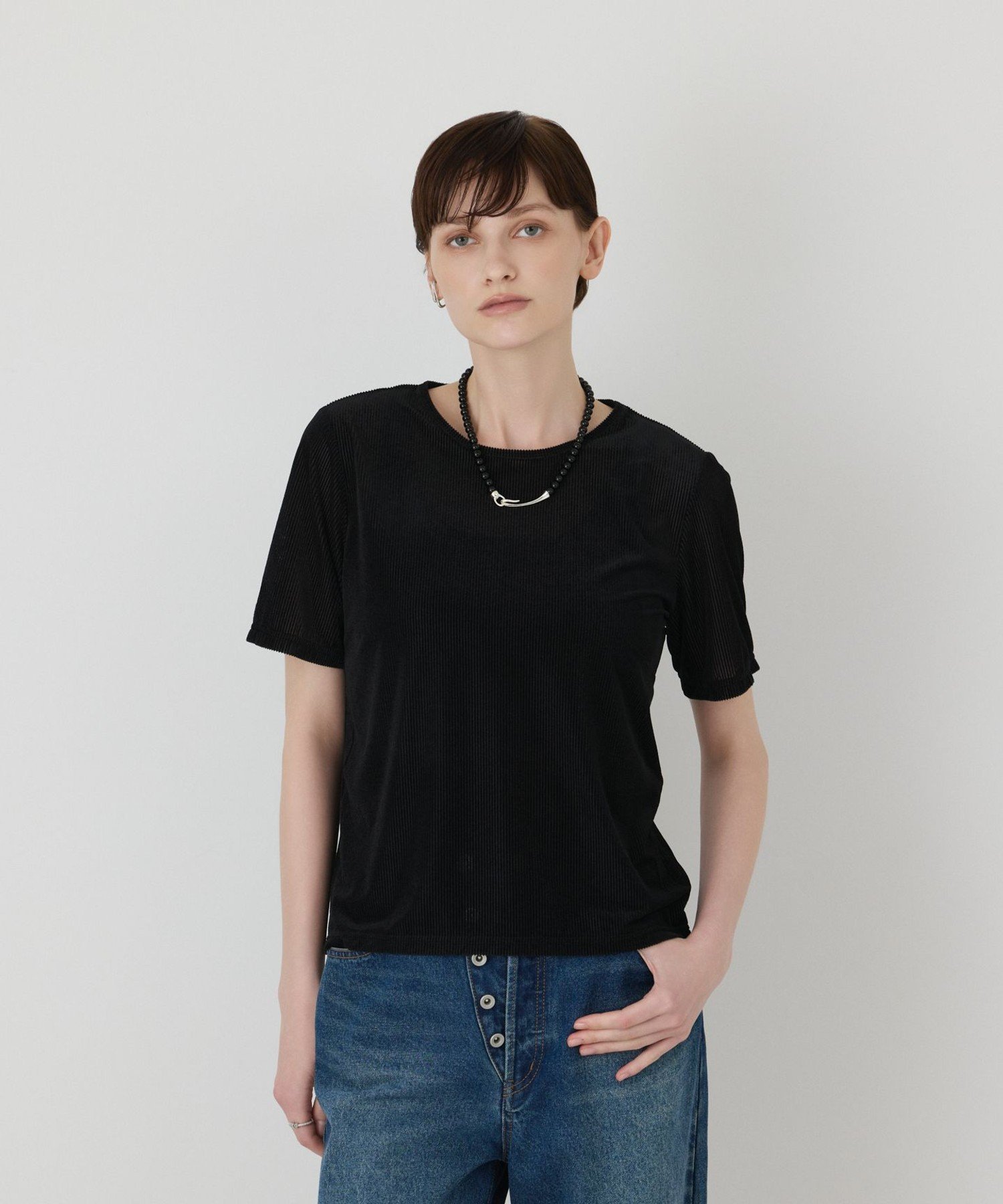シアーベロアカットトップ グレースコンチネンタル トップス カットソー・Tシャツ グレー ベージュ ブラック