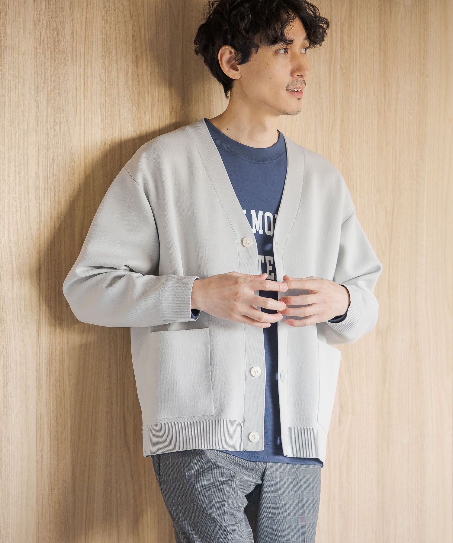 【SALE／30%OFF】UNITED ARROWS green label relaxing コットン ナイロン アゼ Vネック カーディガン ユナイテッドアローズ グリーンレーベルリラクシング トップス カーディガン グリーン グレー【送料無料】