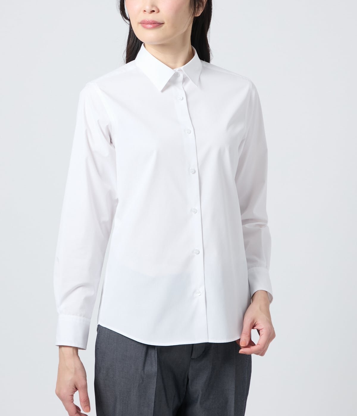 NEWYORKER WOMEN L-SIZE 【L】コットンポリエステルブロード レギュラーカラーシャツ ニューヨーカー エルサイズ トップス シャツ・ブラウス ホワイト