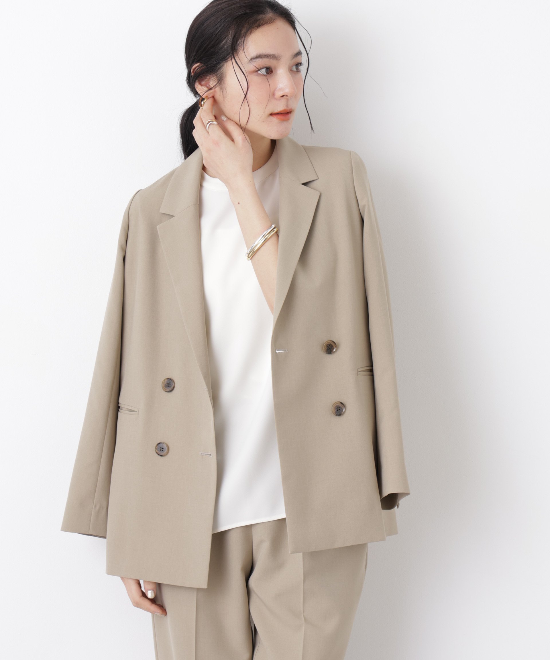 【SALE／35%OFF】NANO universe ライトファンクション ダブルジャケット(セットアップ可) ナノユニバース ジャケット・アウター その他のジャケット・アウター ベージュ ネイビー グレー【送料無料】 stylife-15518976 Rakuten Fashion サンプル画像2