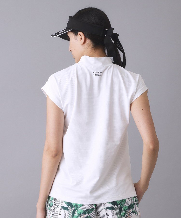 【UVケア】ロゴフラワーフレンチモックT アダバット トップス カットソー・Tシャツ ベージュ ホワイト