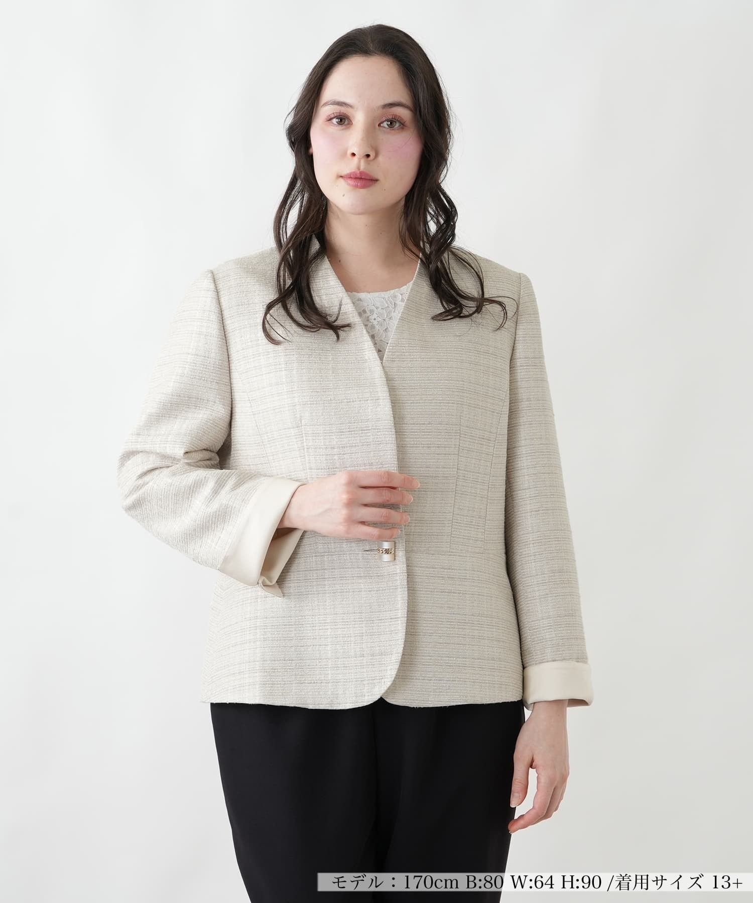 Leilian PLUS HOUSE 【店頭人気】ジャケット【ROCHAS Premiere】 レリアン プラスハウス ジャケット・アウター テーラードジャケット・ブレザー ベージュ
