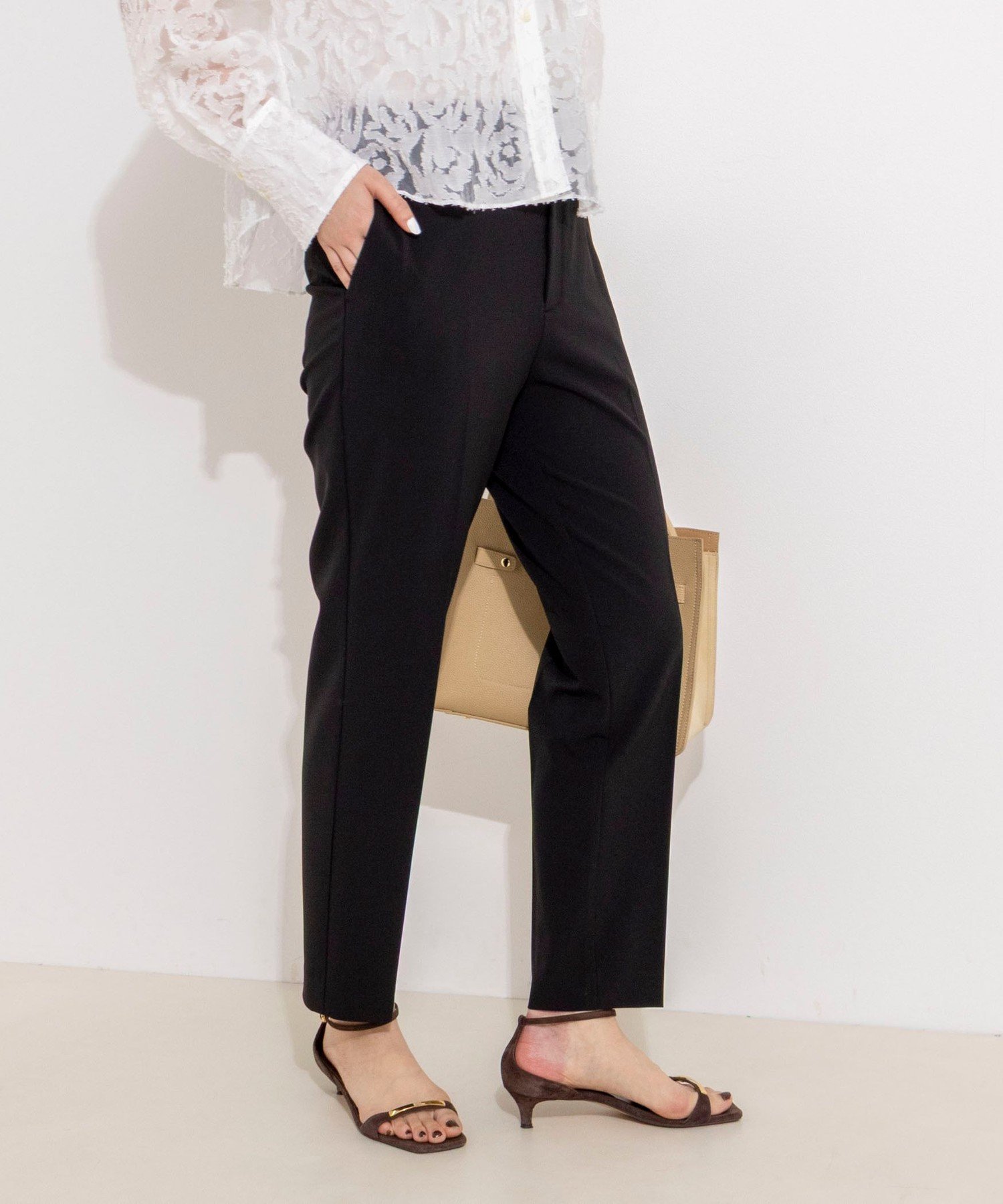 NOLLEY'S sophi 《セットアップ対応》ウォッシャブル2WAY ツイルストレッチテーパードパンツ ノーリーズ パンツ その他のパンツ ベージュ ブラック【送料無料】