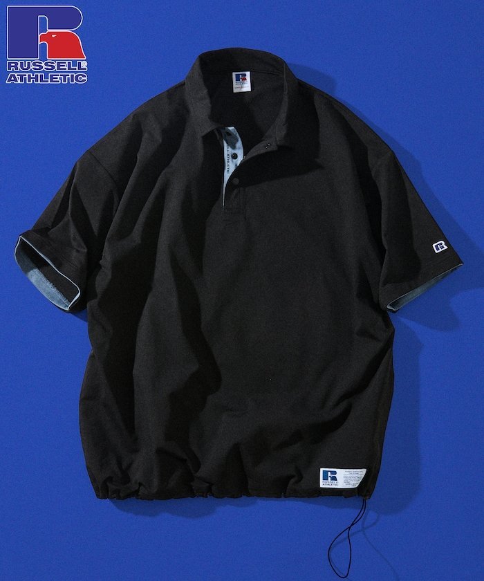 Russell Athletic RUSSEL ATHLETIC×FREAK'S STORE 別注 ビッグシルエット ワンポイントロゴ 配色ポロシャツ 【限定展開】 フリークスストア トップス カットソー・Tシャツ ブラック ホワイト ネイビー【送料無料】