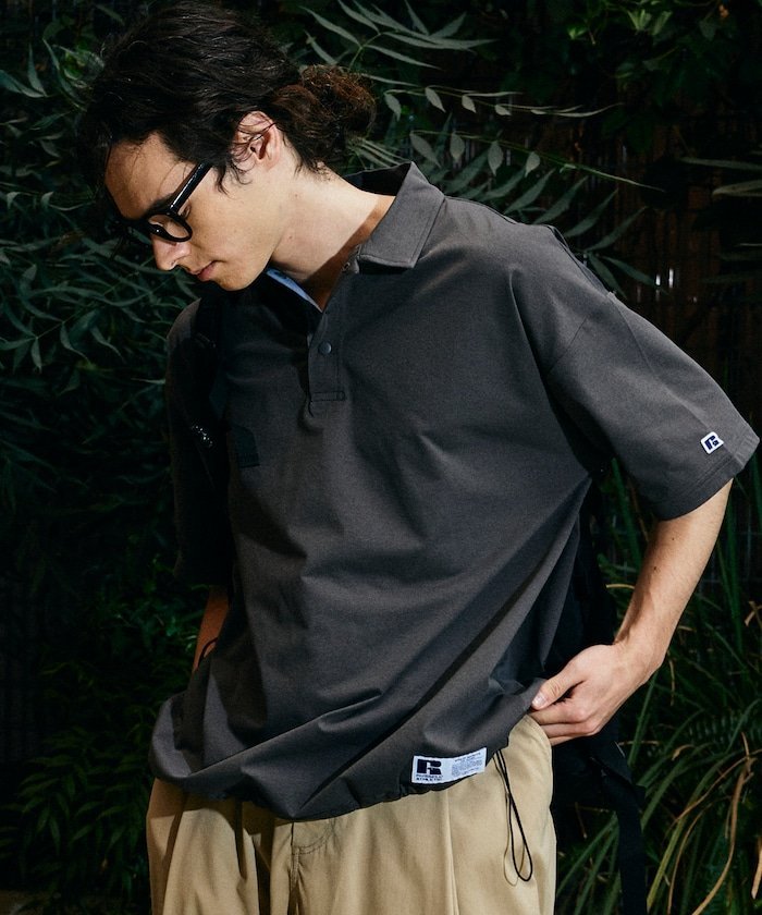 Russell Athletic RUSSEL ATHLETIC×FREAK'S STORE 別注 ビッグシルエット ワンポイントロゴ 配色ポロシャツ 【限定展開】 フリークスストア トップス カットソー・Tシャツ ブラック ホワイト ネイビー【送料無料】