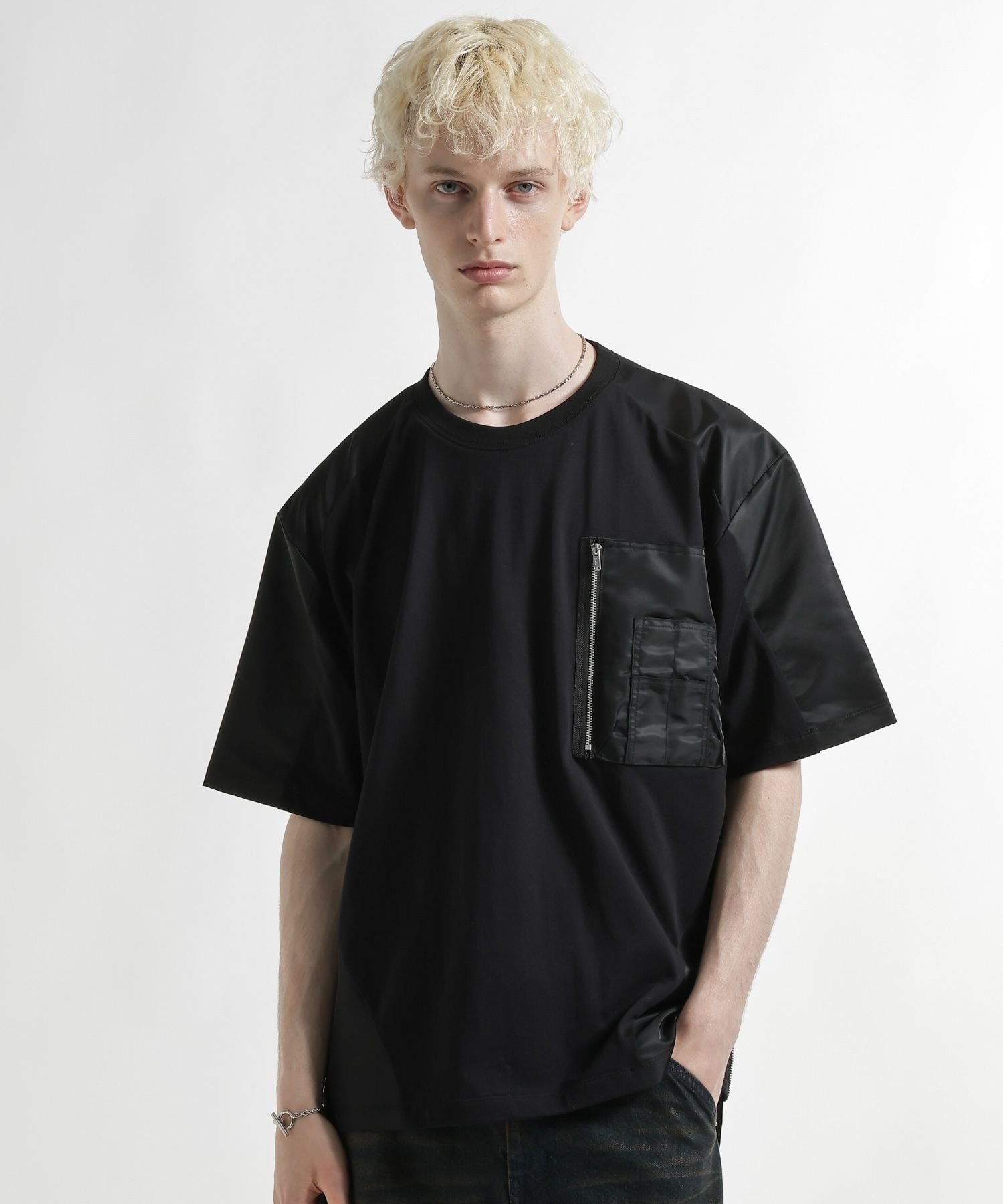 HARE FUSION CRAFT MA-1ドッキングプルオーバー ハレ トップス カットソー・Tシャツ ブラック ネイビー