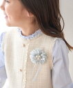 ROPE' PICNIC KIDS 【KIDS】パールリボンコサージュ ロペピクニック アクセサリー・腕時計 ブローチ・コサージュ・バッジ グレー ホワイト