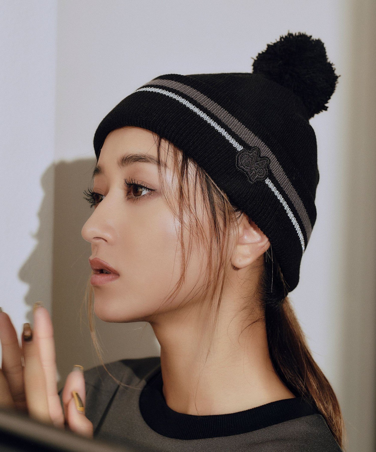 BEAMS GOLF Miyu Ikeda * BEAMS GOLF / ロゴ ライン ニットキャップ ビームス ゴルフ 帽子 キャップ ホワイト ブラック【送料無料】