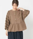 【SALE/60%OFF】studio CLIP ダブルフロント袖ジャガードパフスリーブブラウス スタディオクリップ トップス シャツ・ブラウス ブラック ブラウン ホワイト