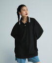 JEANASIS ネックラインポロLS ジーナシス トップス ポロシャツ ブラック ホワイト【送料無料】