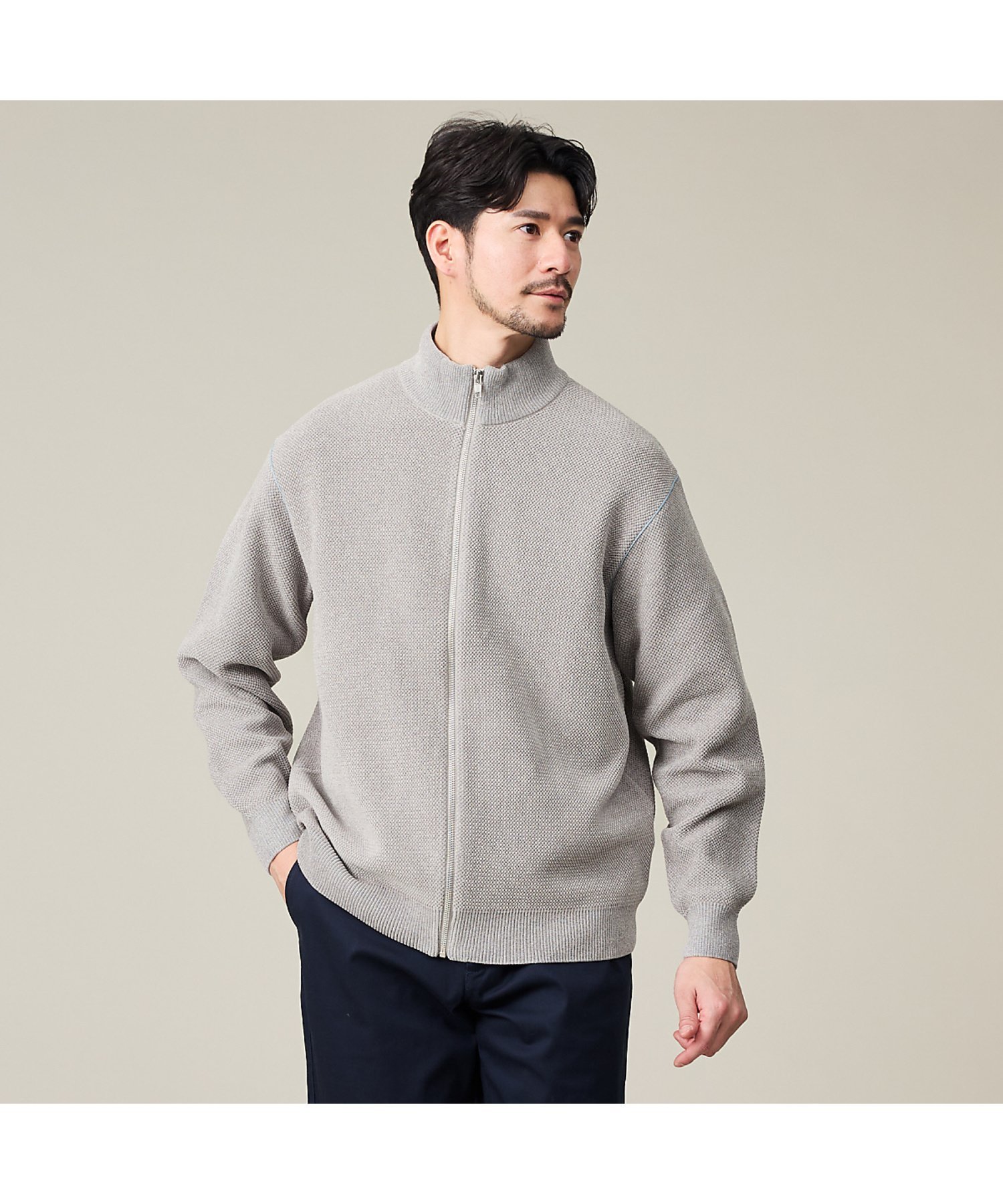 ABAHOUSE LASTWORD ダブルフェイス カノコ ドライバーズニット アバハウス トップス ニット ベージュ グレー ブラック ホワイト【送料無料】