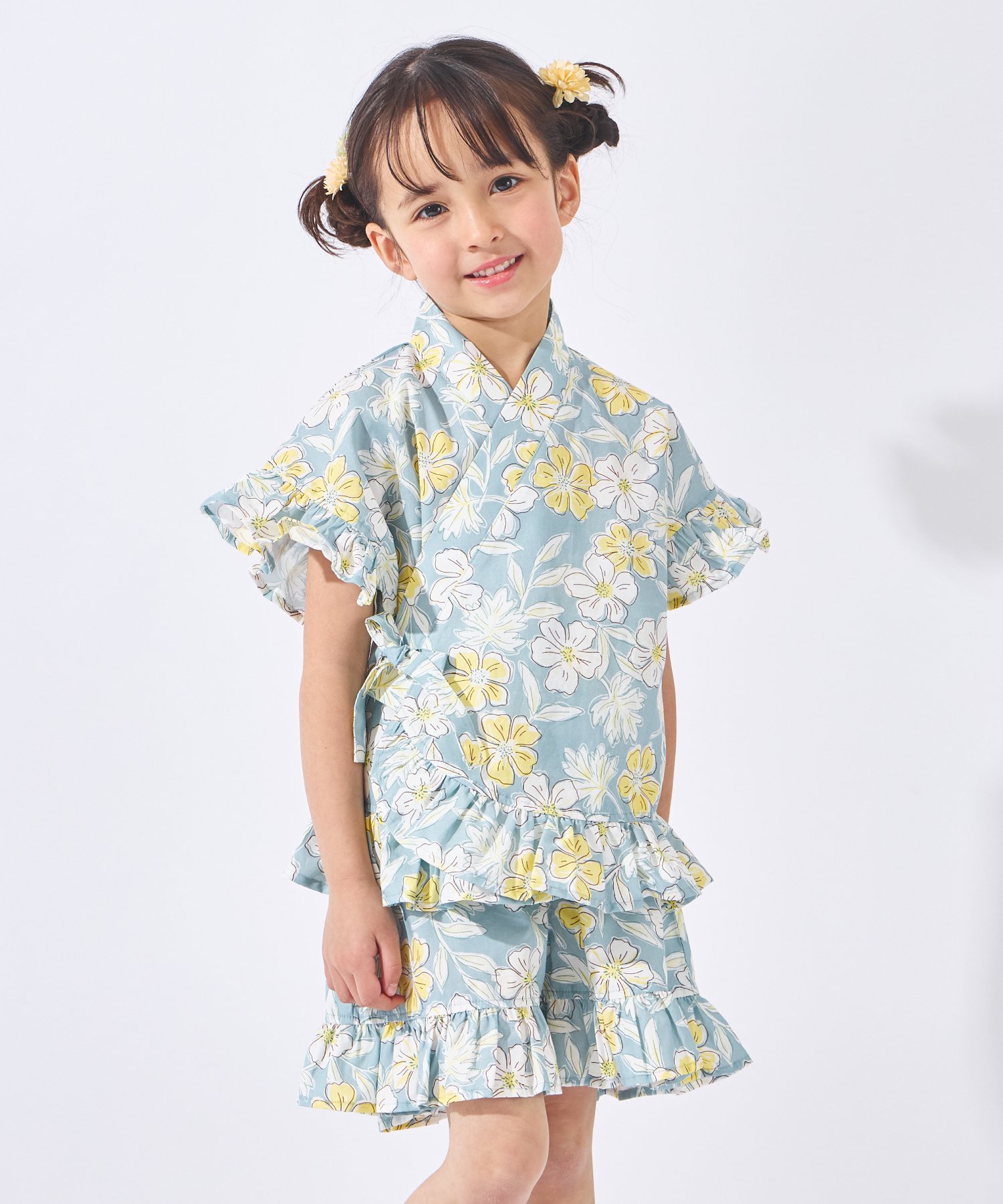 【SALE／35%OFF】ever closet 甚平 キッズ 女の子 夏 半袖 半ズボン ハーフパンツ ...