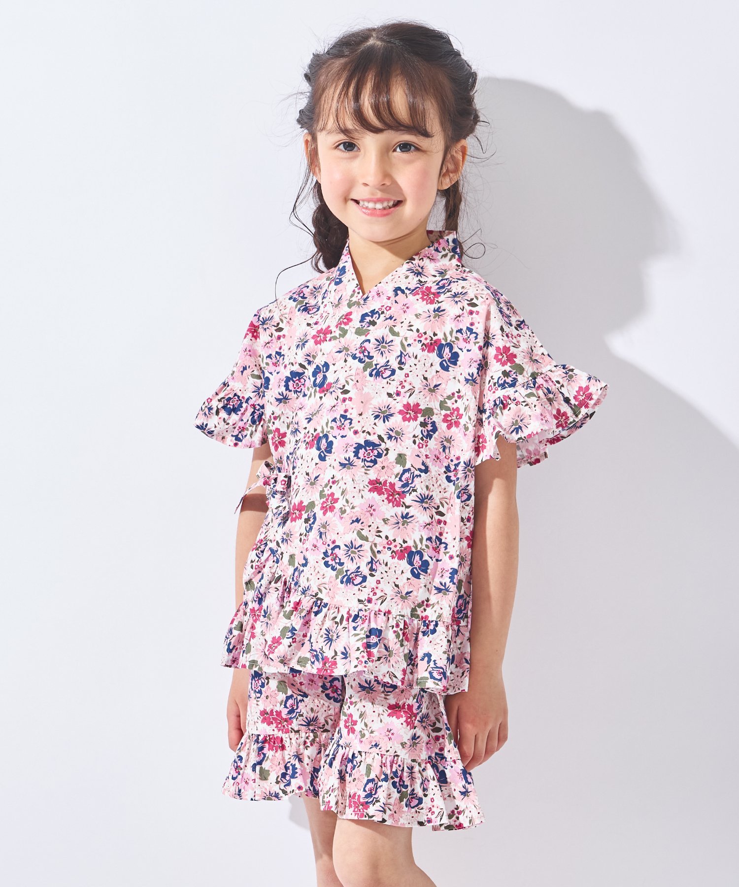 【SALE／35%OFF】ever closet 甚平 キッズ 女の子 夏 半袖 半ズボン ハーフパンツ ...