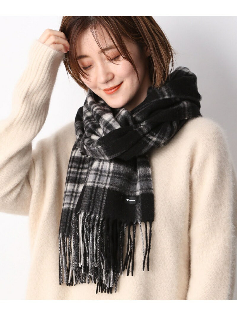 【SALE／15%OFF】apart by lowrys カシミヤWチェックストール アパートバイローリーズ ファッショングッズ ストール ブラック レッド【送料無料】のサムネイル