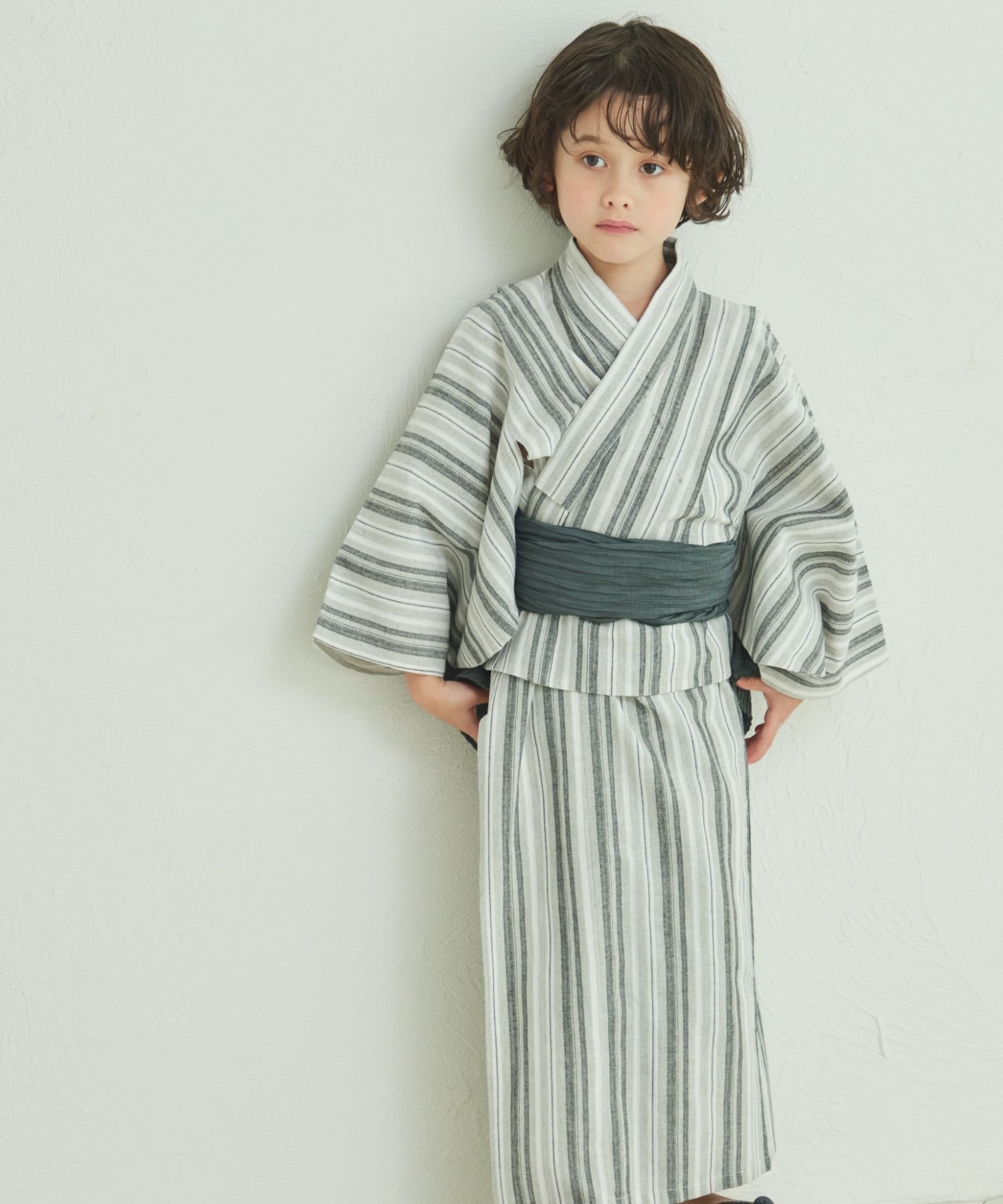 pairmanon 【リンクコーデ】ユニセックス浴衣 兵児帯2点セット ペアマノン 着物・浴衣・和装小物 浴衣 ブラウン ブルー グレーのサムネイル