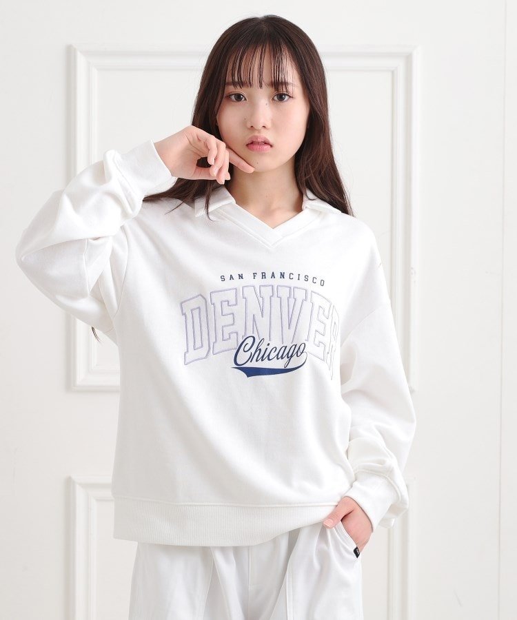 【SALE／55%OFF】PINK-latte ミニ裏毛エリ付きプルオーバー ピンク ラテ トップス カットソー・Tシャツ ホワイト グレー ブルーのサムネイル