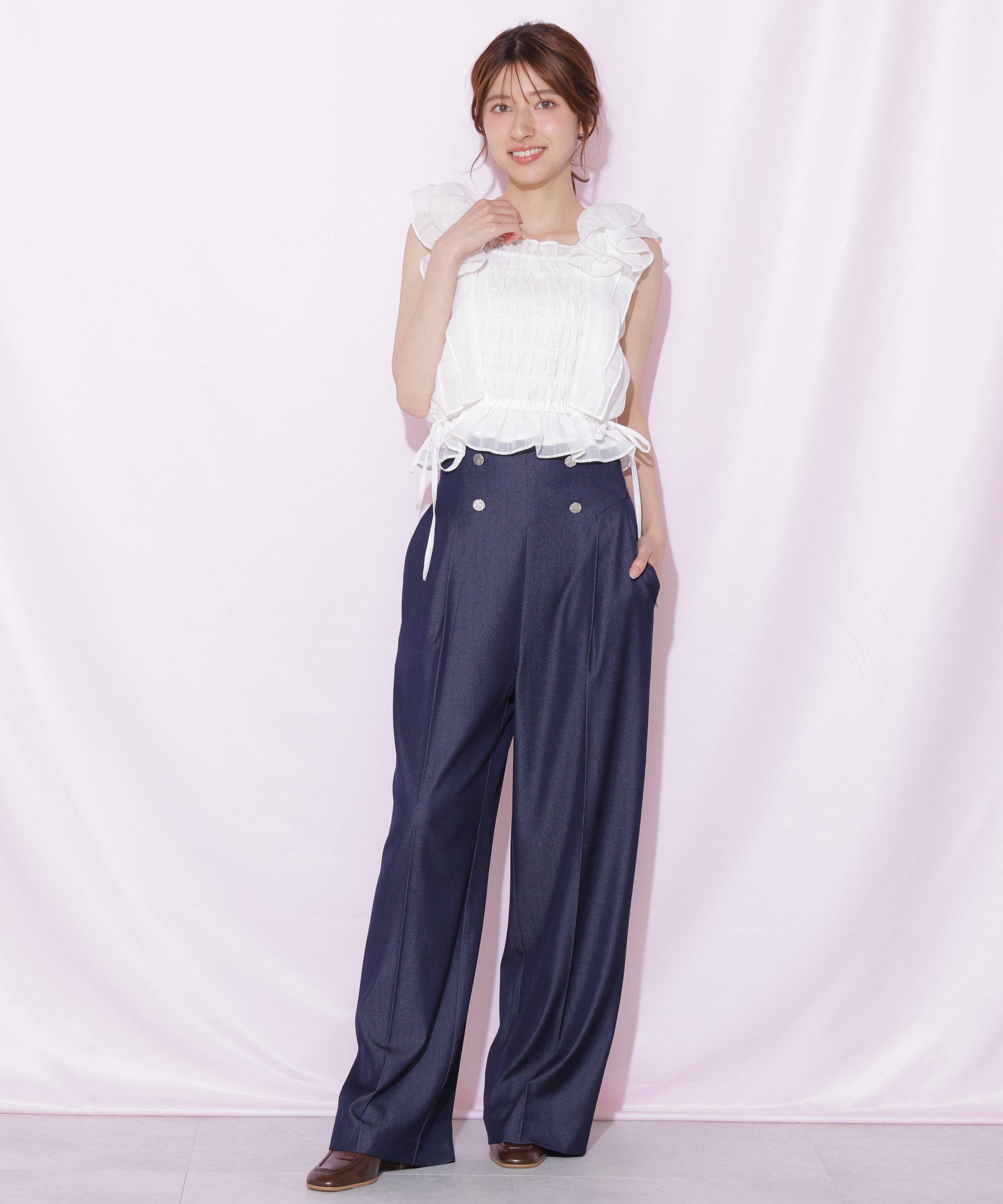 JILL by JILL STUART ビスチェディテールワイドパンツ ジル バイ ジル スチュアート パンツ その他のパンツ グレー ネイビー
