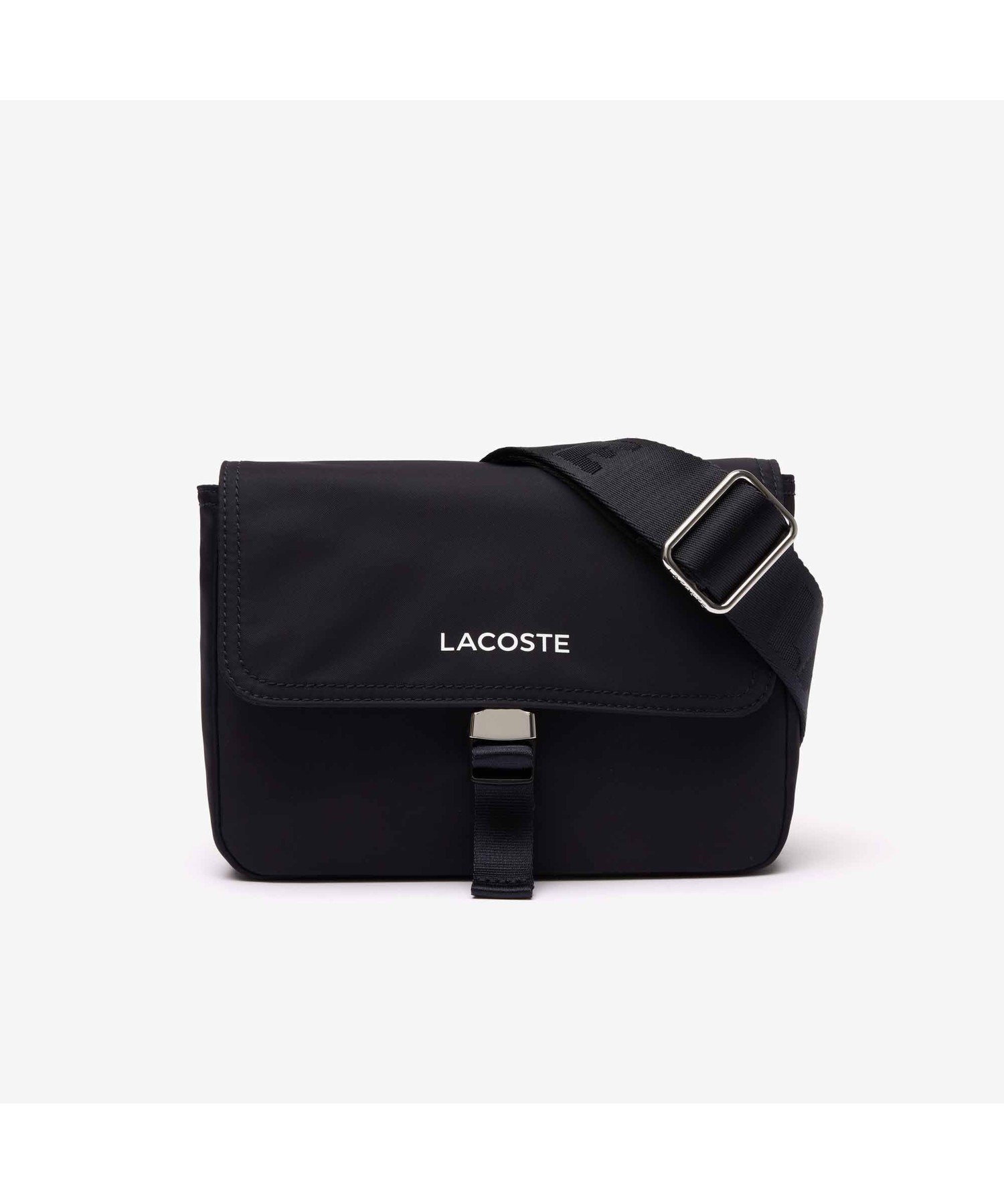 LACOSTE アクティブナイロン フラップトップロゴショルダーバッグ ラコステ バッグ ショルダーバッグ ホワイト レッド