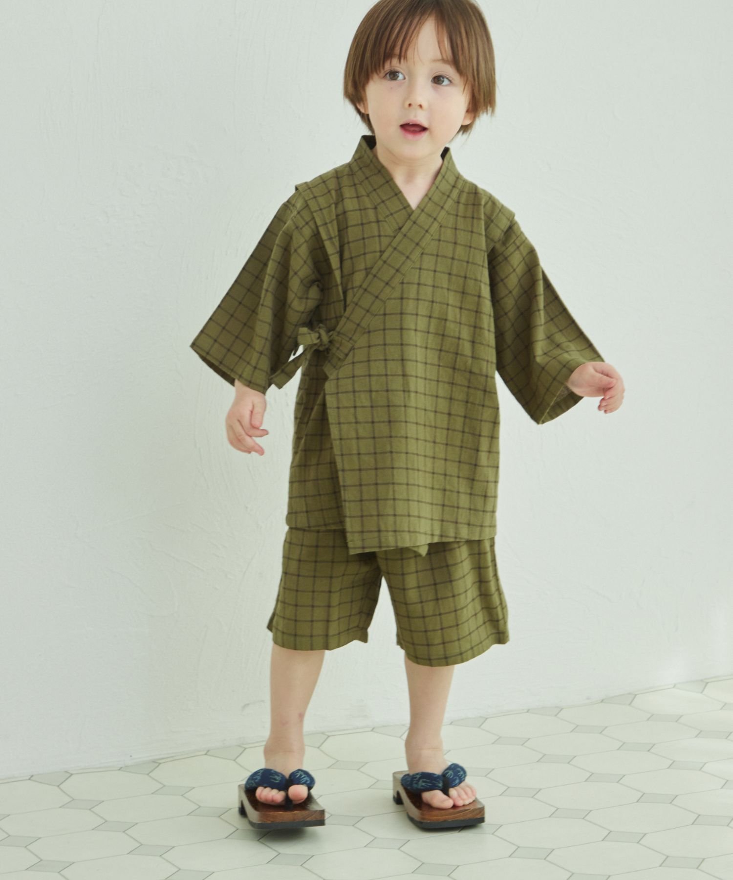 pairmanon 【リンクコーデ】ユニセックス甚平 ペアマノン 着物・浴衣・和装小物 浴衣 カーキグリーン ネイビー ブルーのサムネイル