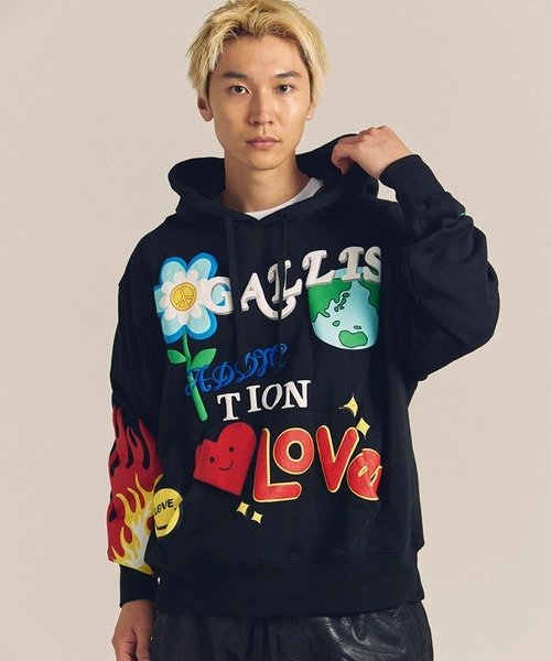 【SALE／60%OFF】GALLIS ADDICTION GA 裏毛-POP MOTIF HOODIE(MENS) ジャックローズ トップス スウェット・トレーナー ブラック ホワイト【送料無料】