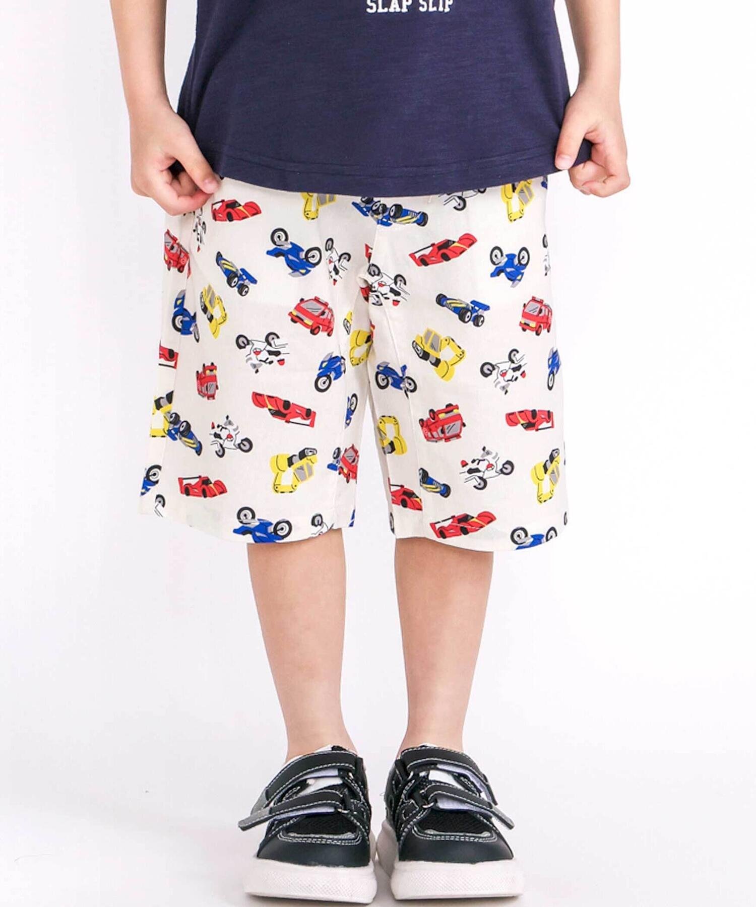 SLAP SLIP 【お揃い/接触冷感】はたらくくるまフルーツボタニカル総柄ハーフパンツ(80~130cm) ベベ オンライン ストア パンツ その他のパンツ ネイビー ベージュ ホワイト グリーンのサムネイル